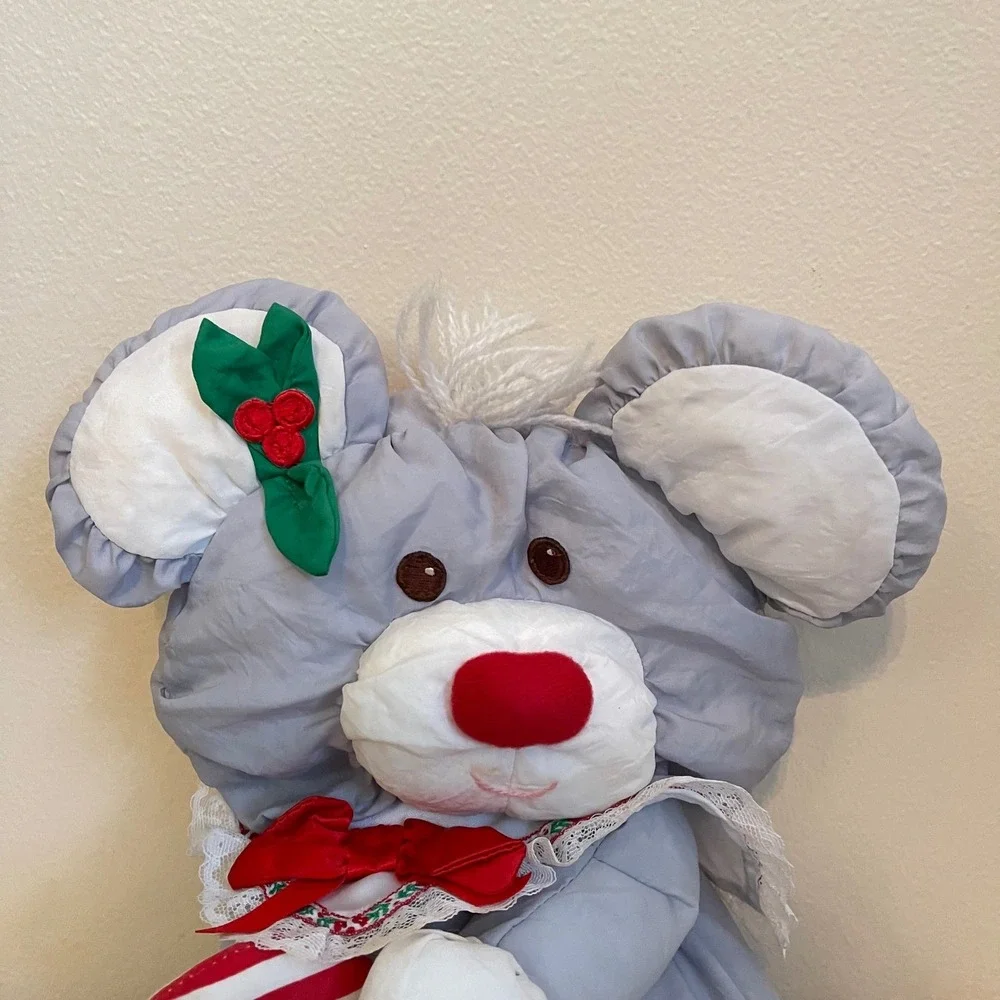 VTG 1991 Fisher-Price Christmas Puffalump‎ White Bear Grey Mouse Plush Santa